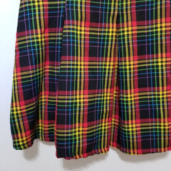 Hot Topic skirt Small Rainbow Plaid Double Buckle Pleated Pride schoolgirl mini - Picture 10 of 15